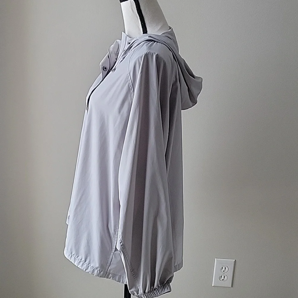 Pure Jill by J. Jill Zip Up Womens Light Jacket With Hood and Pockets Small Gray